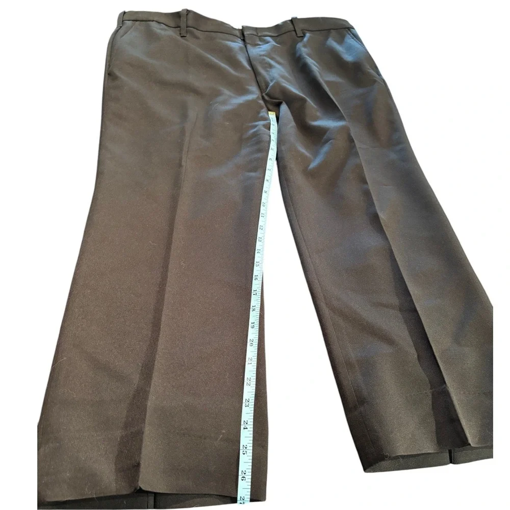 Mens Brown Flat Front Dress Pants Straight Leg Trousers 42x29‎ Style 7100